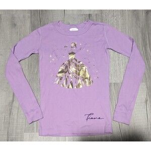 Girls Hanna Andersson Disney Princess Tiana Sz 10 Pajama Top Purple Long Sleeve